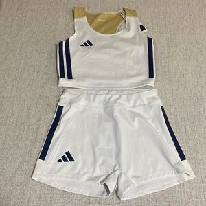 Adidas Adizero Three Stripes Crop Top/Running Short Set